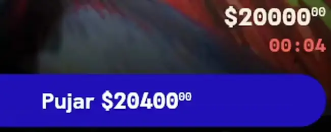 Barra real de una subasta: precio y reloj.